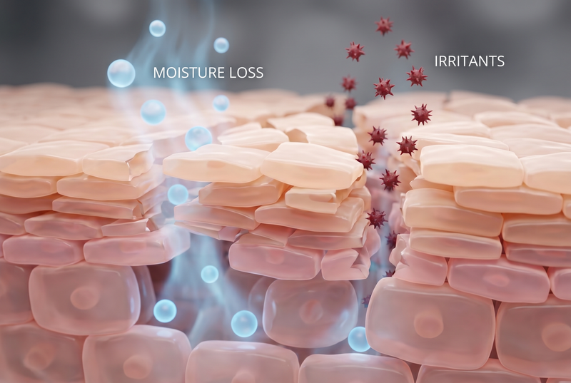 Their skin barrier has tiny gaps. Moisture leaks out faster than it should, a...